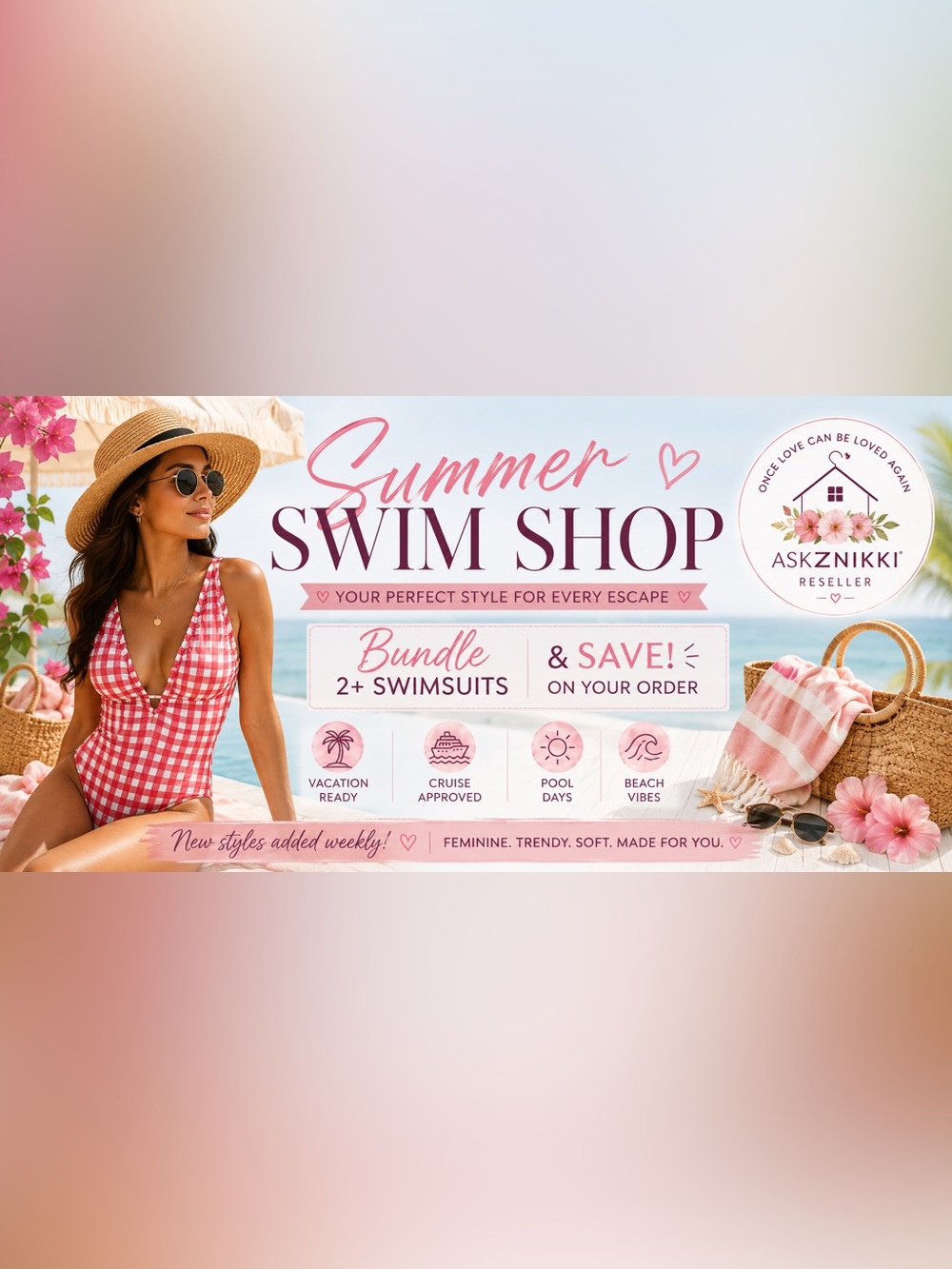 Pink Gingham One-Piece Swimsuit